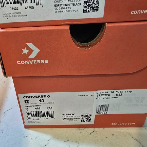 Converse Chuck 70 Mule Beige White Mens Slip On Casual Shoes 172592C SIZE 12 - Picture 8 of 12